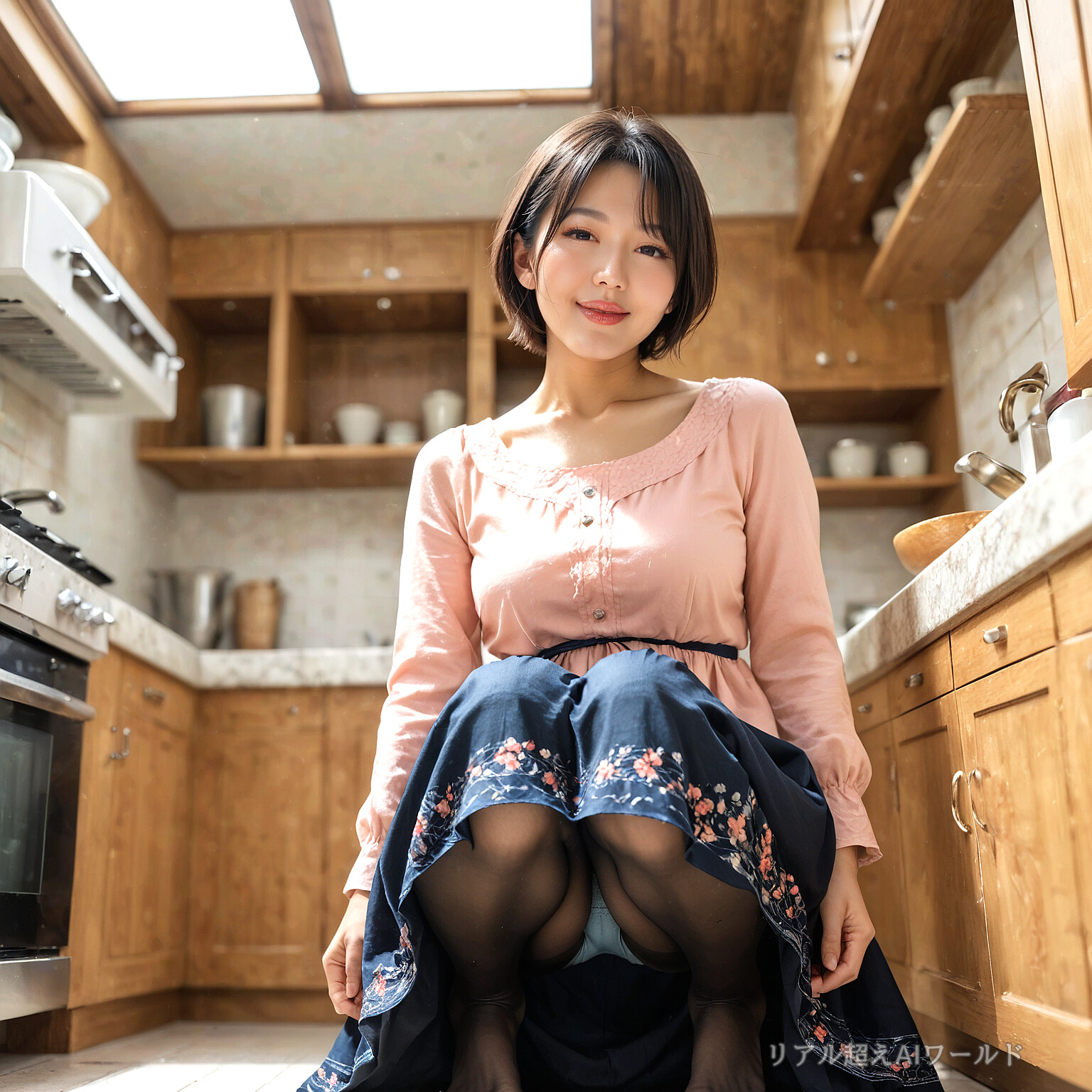 熟女しゃがみパンチラ