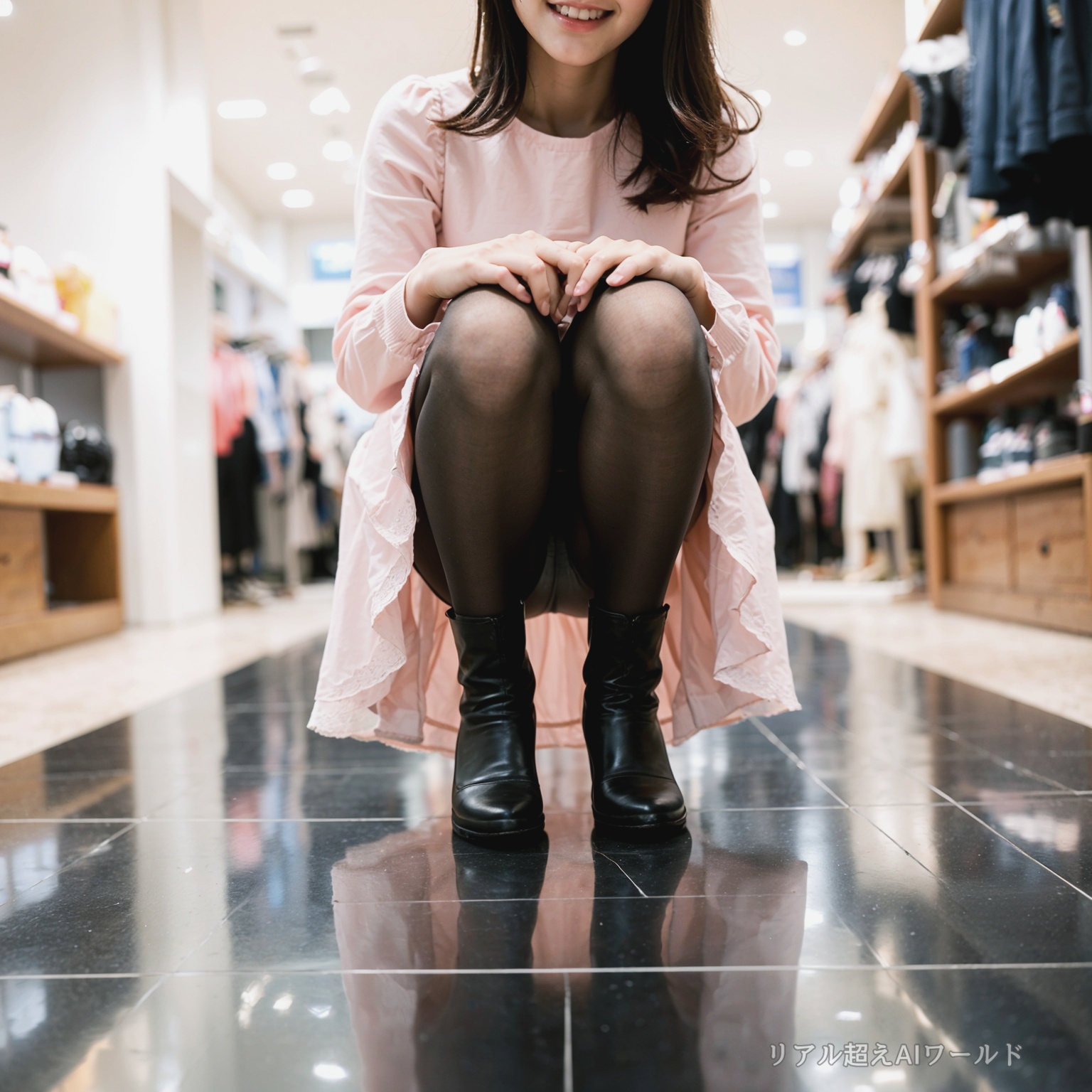 店員しゃがみパンチラ